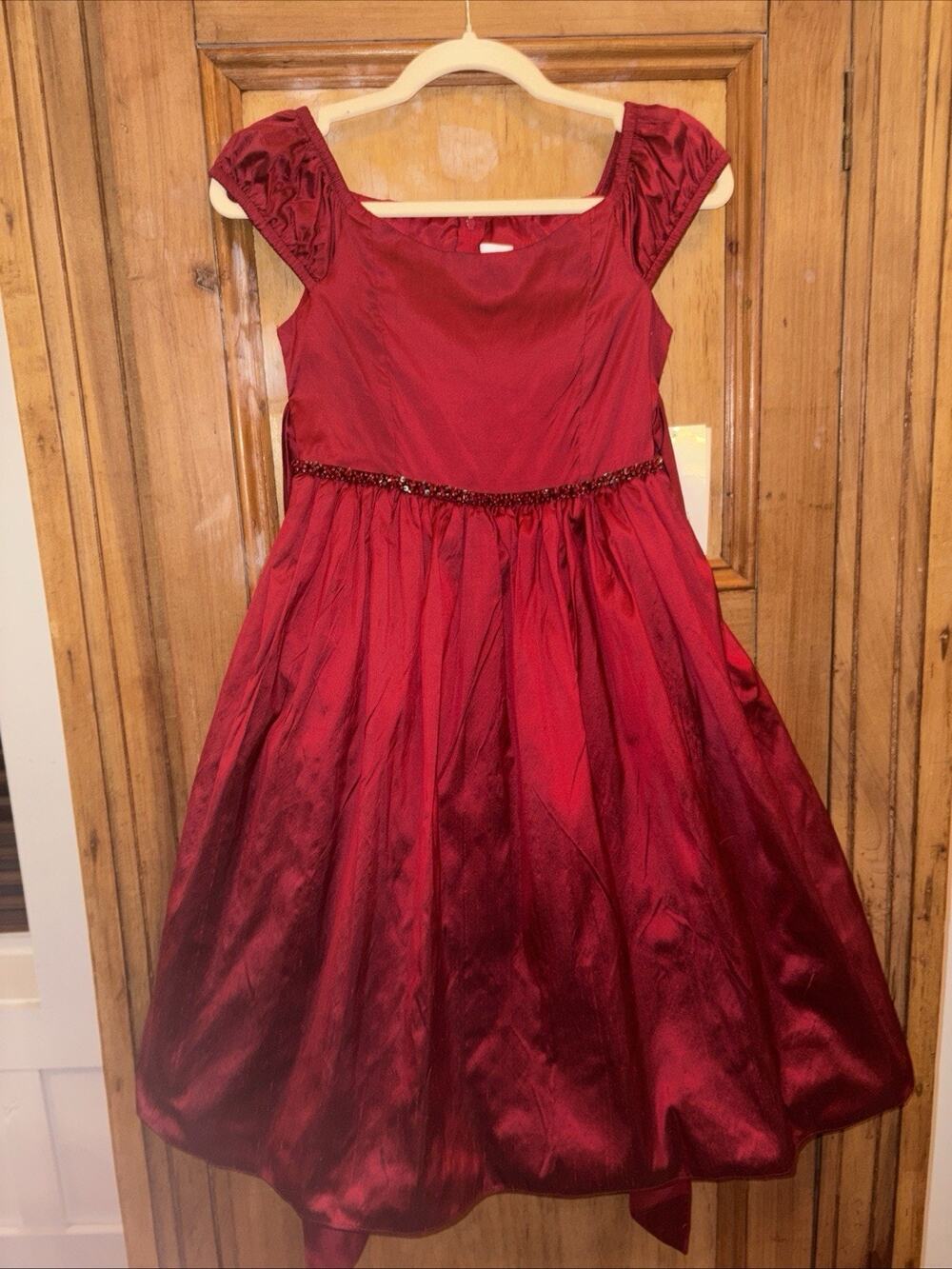 Dimples Los Angeles Girls Silk Dress Size 7 Red Tie Back Victorian Y2K NWT